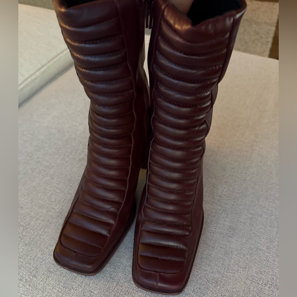 ASOS Burgundy Leather Ankle Boots - Picture 2 of 6